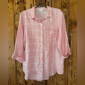 Habitat Clothes to Live In 100% Linen Tunic button up blouse Sz M